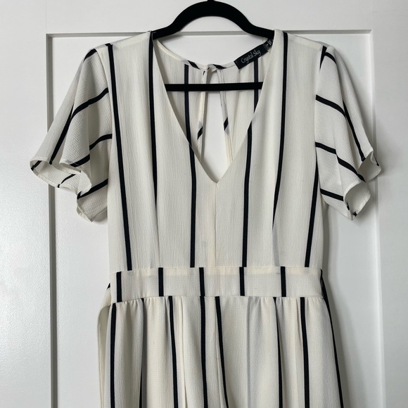 Black and White Striped Jumpsuit - Picture 1 of 3